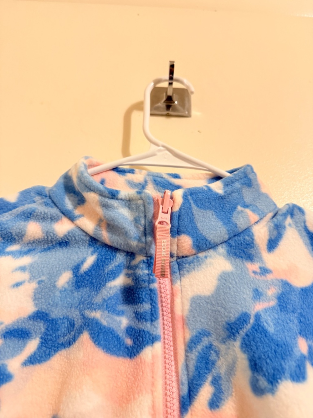 Eddie Bauer Kids Girls Fleece Jacket Size L (14/16) Blue Pink Floral Full Zip - Picture 6 of 14
